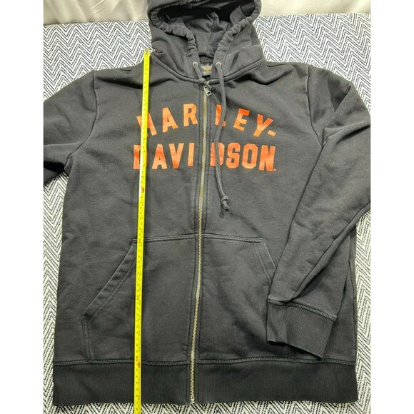 Harley-Davidson Other - Harley-Davidson Black Zip-Up Hoodie With Orange Graphics Front & Back
